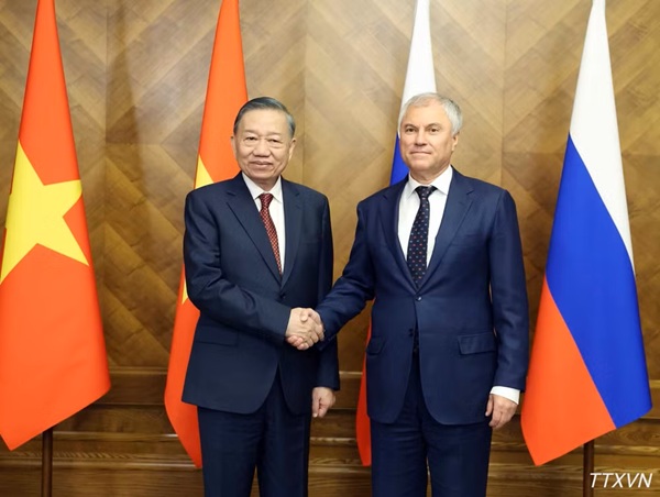 Tổng Bí thư, Chủ tịch nước Tô Lâm hội kiến Chủ tịch Duma Quốc gia Nga Vyacheslav Volodin