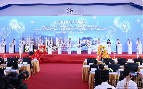 Thủ tướng Lê Minh Hưng dự lễ khởi công đồng loạt các dự án nhà ở cho thuê và đường sắt đô thị thành phố Hà Nội